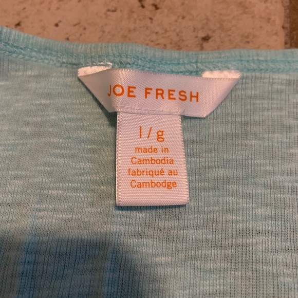 💜 Joe Fresh Ribbed Henley Tank Top Light Blue Size Large Sleeveless Knit Summer - Picture 4 of 7